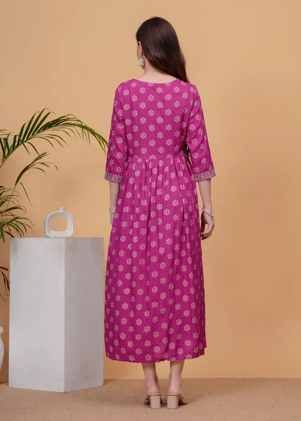 Pink_Floral_Printed_Sequinned_Empire_Midi_Ethnic_Dress_For_Women