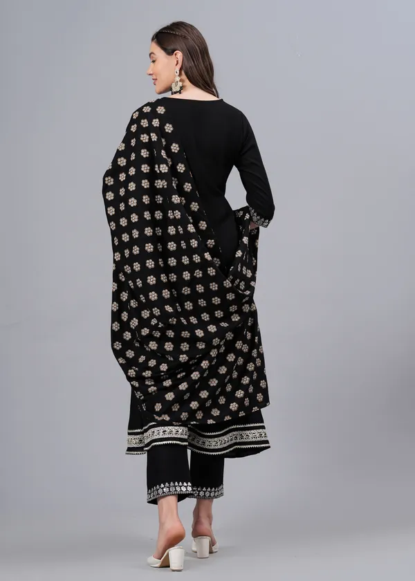 Black_Floral_Embroidered_Regular_Sequinned_Anarkali_Kurta_With_Palazzos_&_Dupatta_For_Women