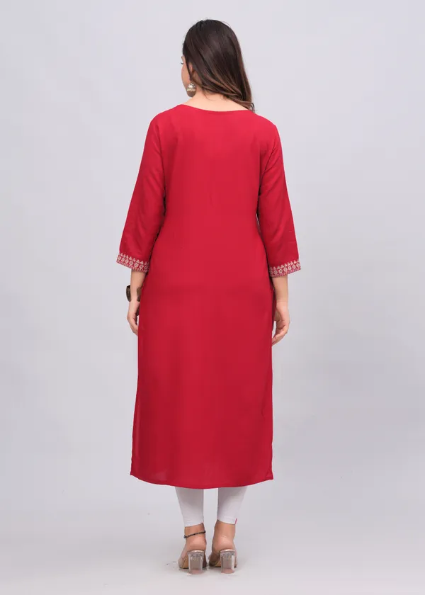 Red_Sequins_Embroidered_Solid_Straight_Kurta_For_Women