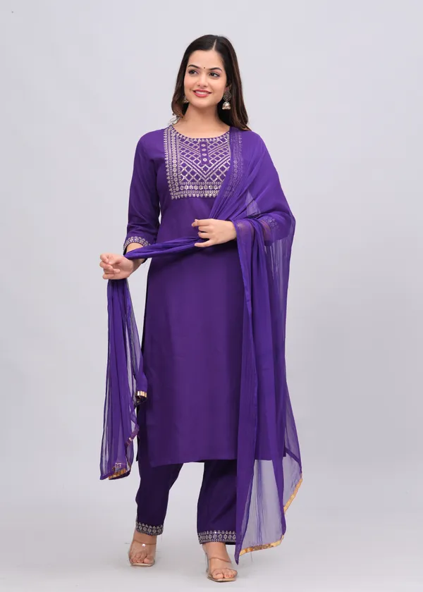 Purple_Floral_Embroidered_Sequinned_Kurta_With_Palazzos_&_With_Dupatta_For_Women