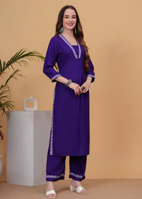 Purple_Embroidered_Regular_Thread_Work_Straight_Kurta_With_Palazzos_For_Women