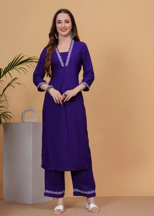 Purple_Embroidered_Regular_Thread_Work_Straight_Kurta_With_Palazzos_For_Women