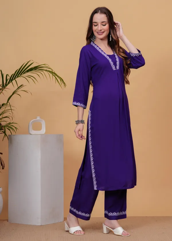 Purple_Embroidered_Regular_Thread_Work_Straight_Kurta_With_Palazzos_For_Women