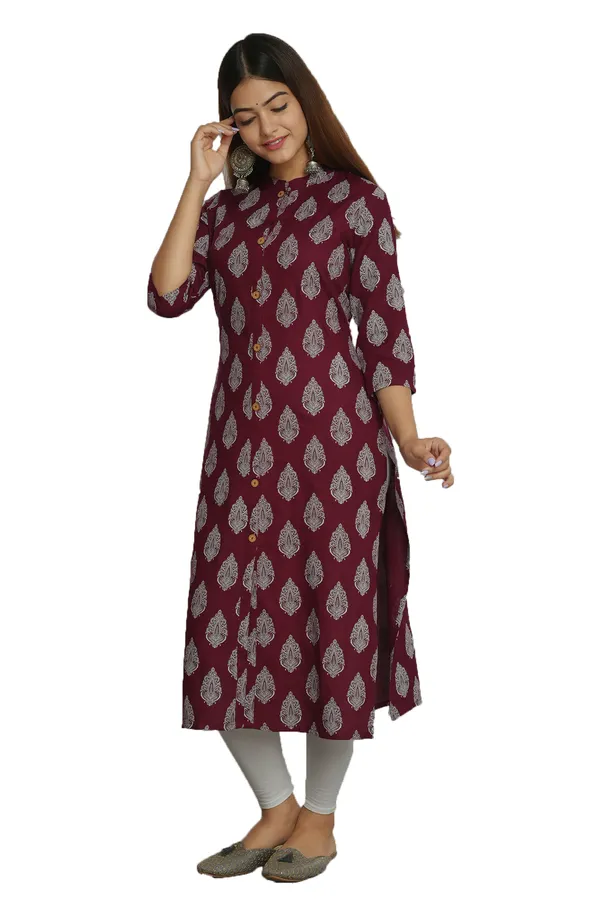 Maroon_Ethnic_Motifs_Printed_Regular_Sleeves_Strigth_Kurta_For_Women