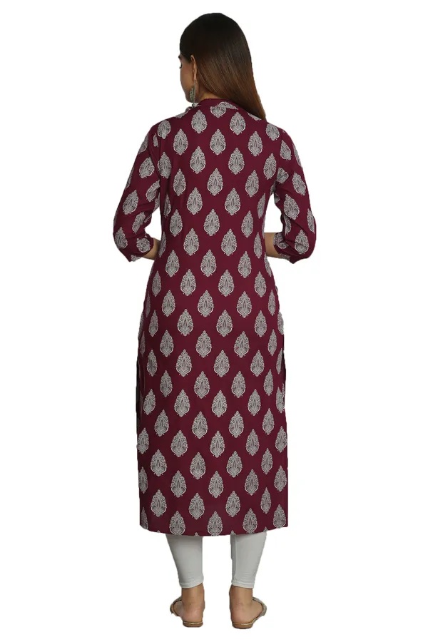 Maroon_Ethnic_Motifs_Printed_Regular_Sleeves_Strigth_Kurta_For_Women