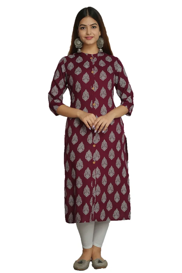 Maroon_Ethnic_Motifs_Printed_Regular_Sleeves_Strigth_Kurta_For_Women