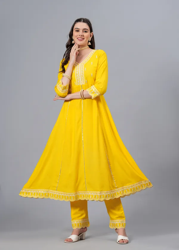 Yellow_Floral_Embroidered_Regular_Sequinned_Anarkali_Kurta_With_Palazzos_&_Dupatta_For_Women