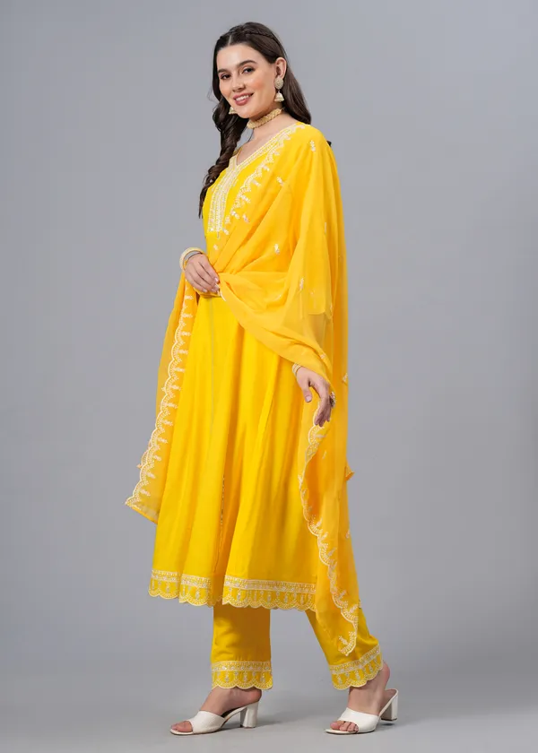 Yellow_Floral_Embroidered_Regular_Sequinned_Anarkali_Kurta_With_Palazzos_&_Dupatta_For_Women