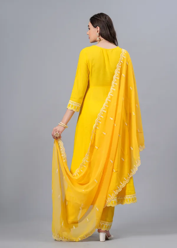 Yellow_Floral_Embroidered_Regular_Sequinned_Anarkali_Kurta_With_Palazzos_&_Dupatta_For_Women