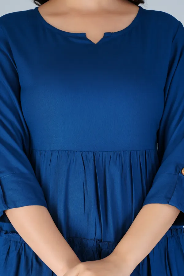 Petrol_Blue_Tiered_Longline_Top_For_Women