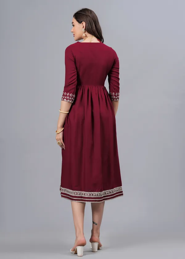 Maroon_Embroidery_Ethnic_Dress_For_Women