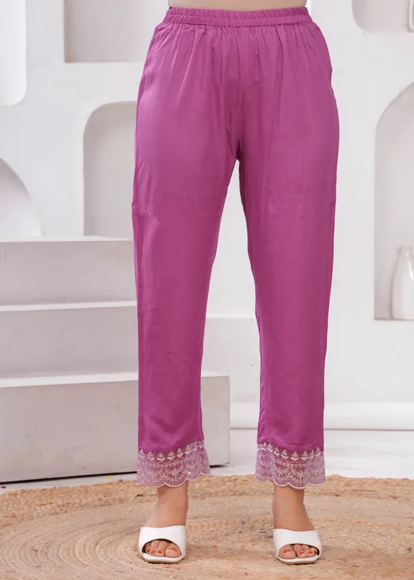 Light_Purple_Floral_Embroidered_Thread_Work_Anarkali_Kurta_With_Trouser_&_Dupatta_For_Women