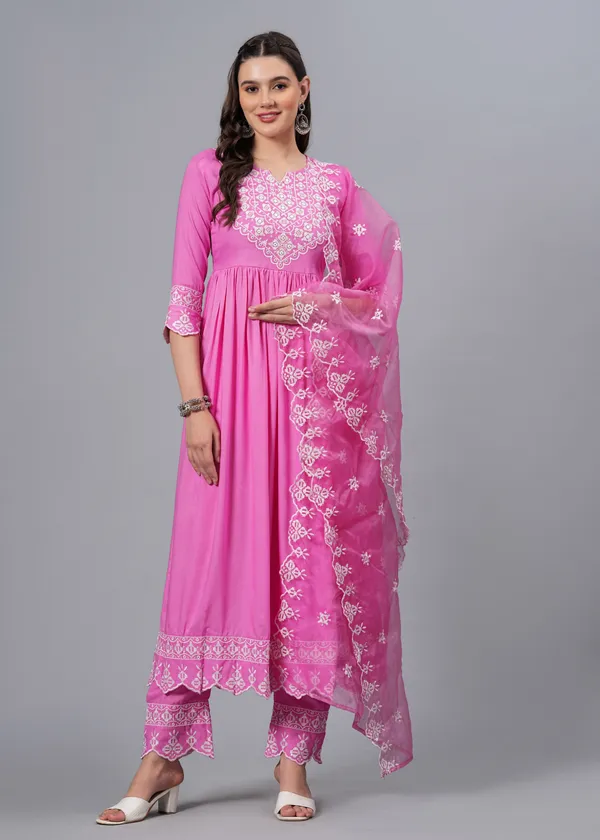 Pink_Floral_Embroidered_Regular_Mirror_Work_Anarkali_Kurta_With_Palazzos_&_Dupatta_For_Women