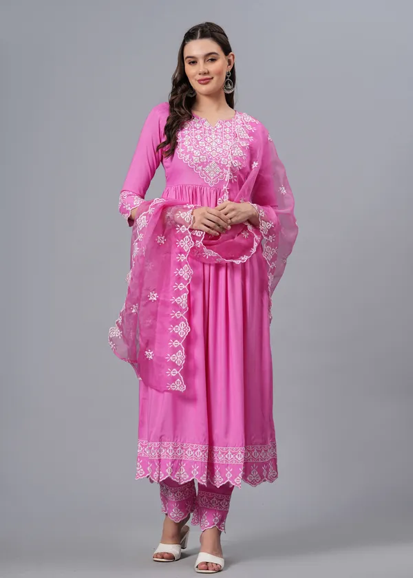 Pink_Floral_Embroidered_Regular_Mirror_Work_Anarkali_Kurta_With_Palazzos_&_Dupatta_For_Women