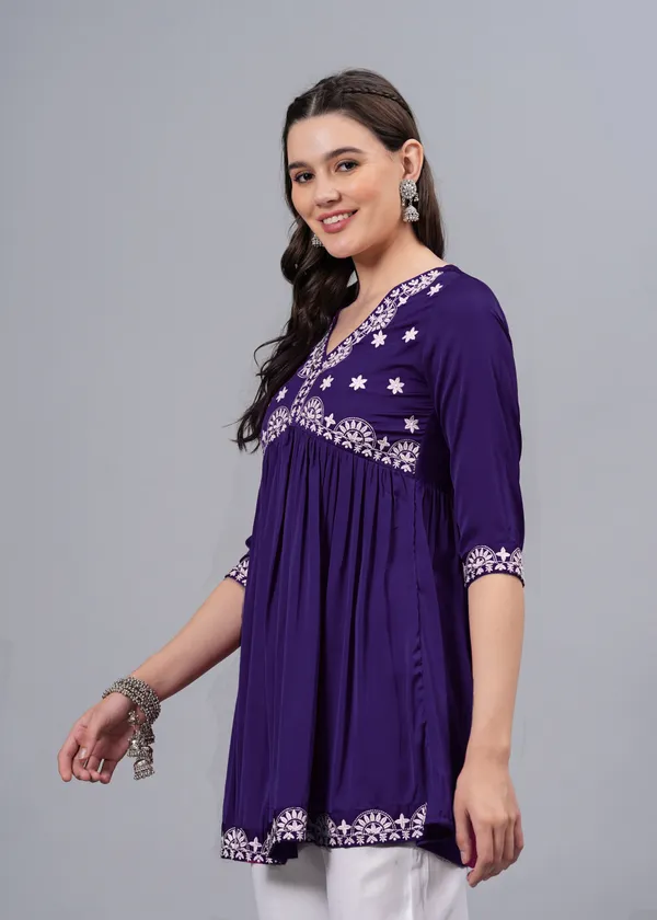 Purple_Ethnic_Motifs_Printed_V-Neck_Embroidered_Top_For_Women