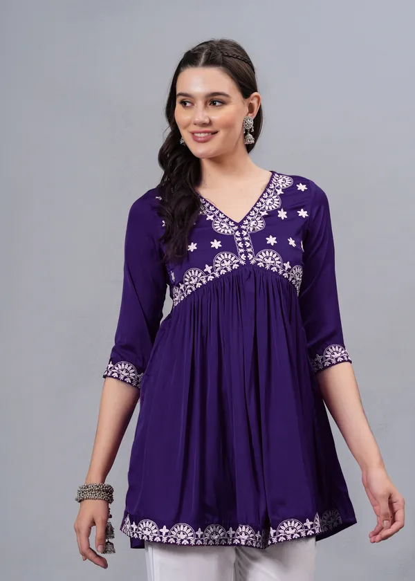 Purple_Ethnic_Motifs_Printed_V-Neck_Embroidered_Top_For_Women