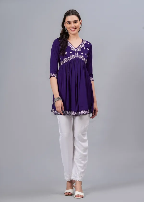 Purple_Ethnic_Motifs_Printed_V-Neck_Embroidered_Top_For_Women