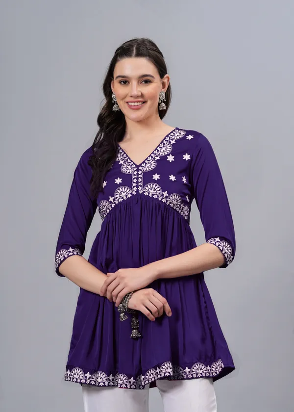 Purple_Ethnic_Motifs_Printed_V-Neck_Embroidered_Top_For_Women