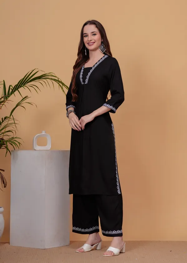 Black_Floral_Embroidered_Regular_Straight_Kurta_With_Palazzos_For_Women