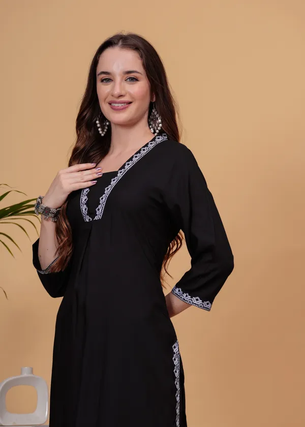 Black_Floral_Embroidered_Regular_Straight_Kurta_With_Palazzos_For_Women
