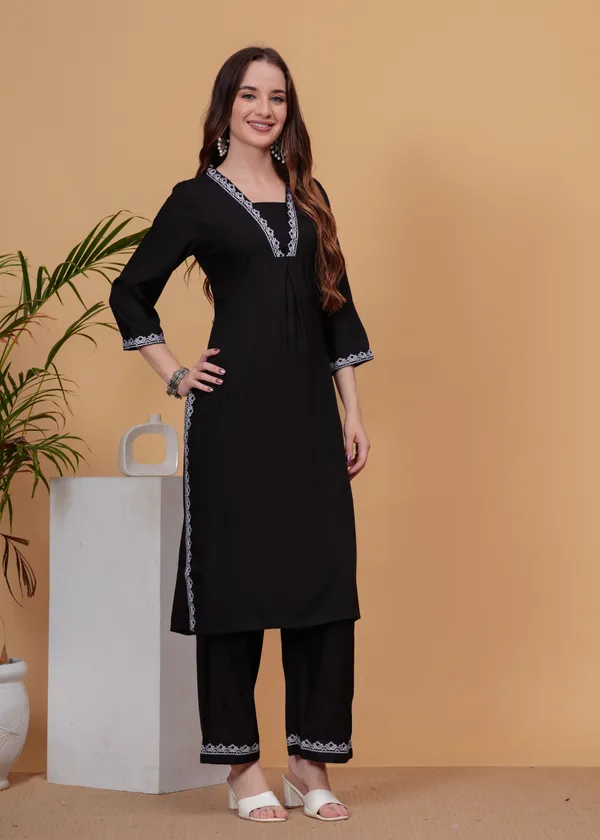 Black_Floral_Embroidered_Regular_Straight_Kurta_With_Palazzos_For_Women