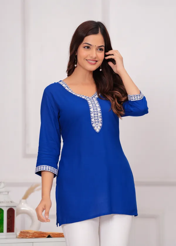 Blue_Floral_Embroidered_Regular_Top_For_Women