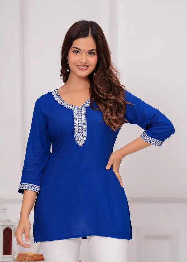 Blue_Floral_Embroidered_Regular_Top_For_Women