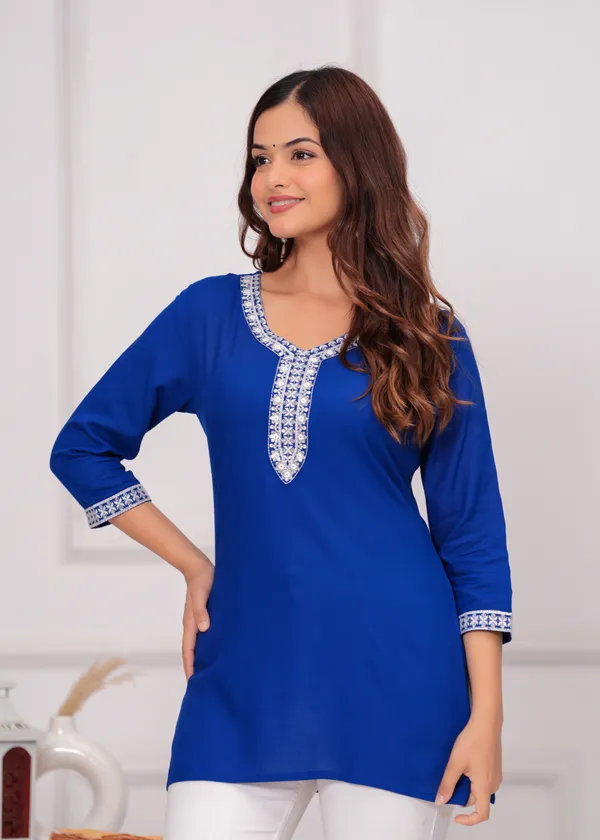 Blue_Floral_Embroidered_Regular_Top_For_Women