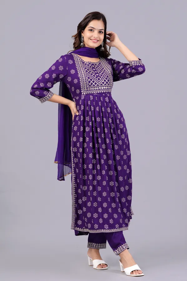 Purple_Ethnic_Motifs_Embroidered_Sequinned_Kurta_&_Trousers_With_Dupatta_For_Women