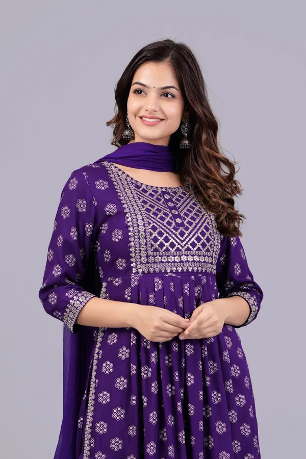 Purple_Ethnic_Motifs_Embroidered_Sequinned_Kurta_&_Trousers_With_Dupatta_For_Women