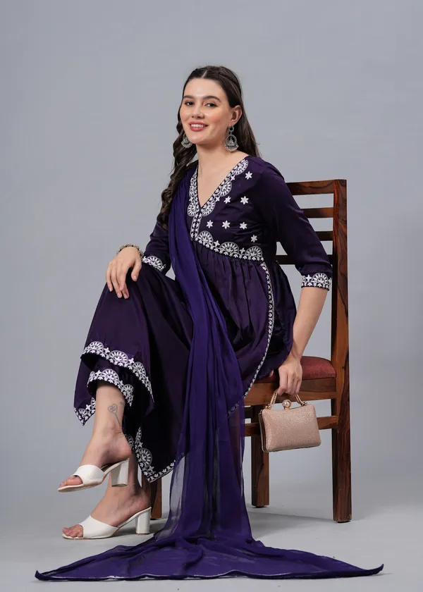 Purple_Ethnic_Motifs_Embroidered_Regular_Thread_Work_A-Line_Kurta_With_Palazzos_&_Dupatta_For_Women