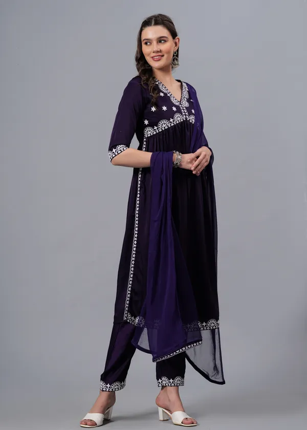 Purple_Ethnic_Motifs_Embroidered_Regular_Thread_Work_A-Line_Kurta_With_Palazzos_&_Dupatta_For_Women