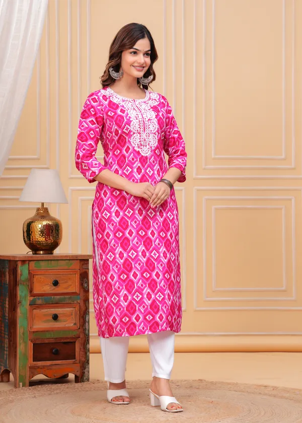 Pink_Geometric_Printed_Embroidered_Mirror_Work_Straight_Kurta_With_Palazzo_For_Women