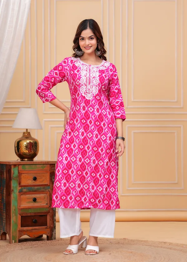 Pink_Geometric_Printed_Embroidered_Mirror_Work_Straight_Kurta_With_Palazzo_For_Women