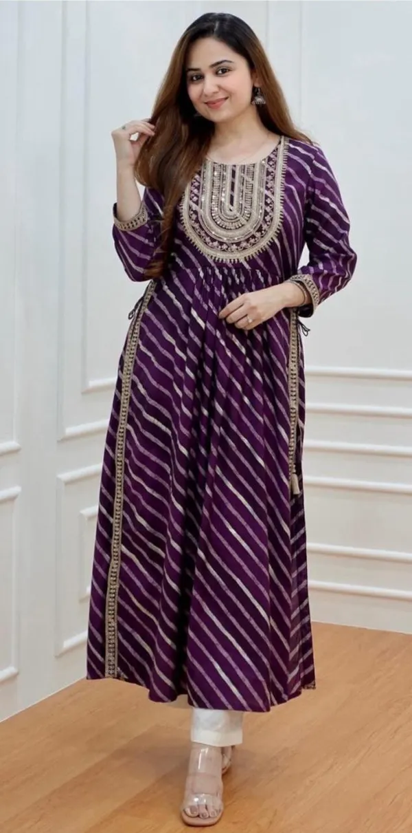Purple_Floral_Printed_Embroidered_Regular_Sequinned_Kurta_For_Women