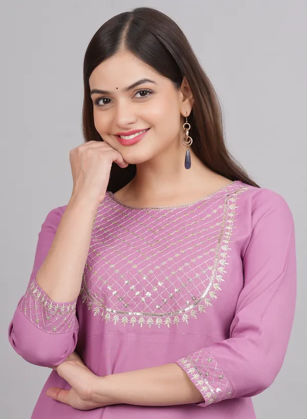 Light_Purple_Sequinned_Embroidered_Round_Neck_Straight_Kurta_For_Women