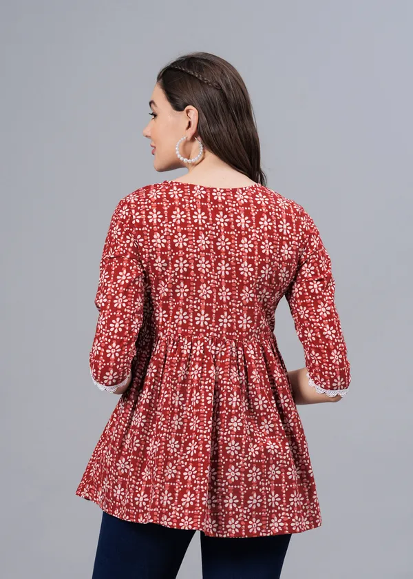 Maroon_Floral_Printed_Cotton_Top_For_Women