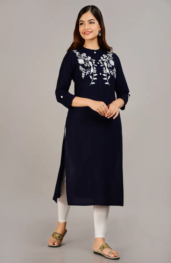 Navy_Blue_Embroidered_Straight_Kurta_For_Women