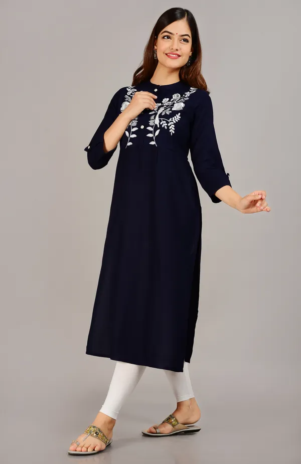 Navy_Blue_Embroidered_Straight_Kurta_For_Women