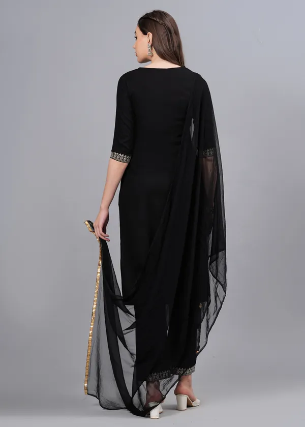 Black_Floral_Embroidered_Regular_Sequinned_Kurta_With_Palazzos_&_With_Dupatta_For_Women