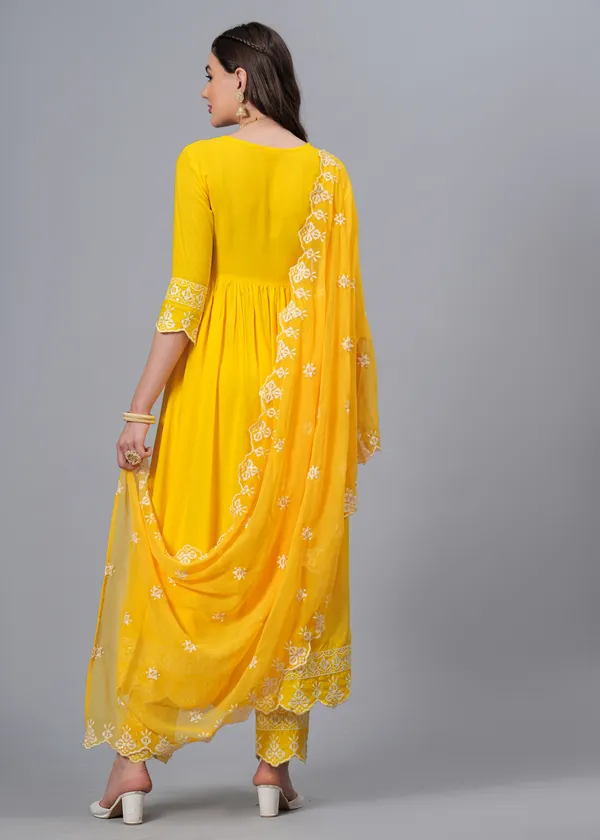 Yellow_Floral_Embroidered_Regular_Sequinned_Anarkali_Kurta_With_Palazzos_&_Dupatta_For_Women