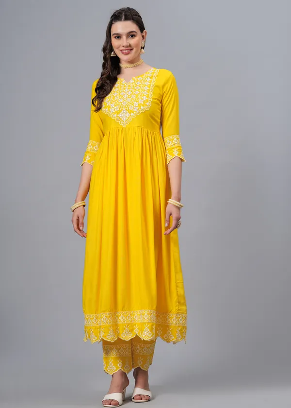 Yellow_Floral_Embroidered_Regular_Sequinned_Anarkali_Kurta_With_Palazzos_&_Dupatta_For_Women