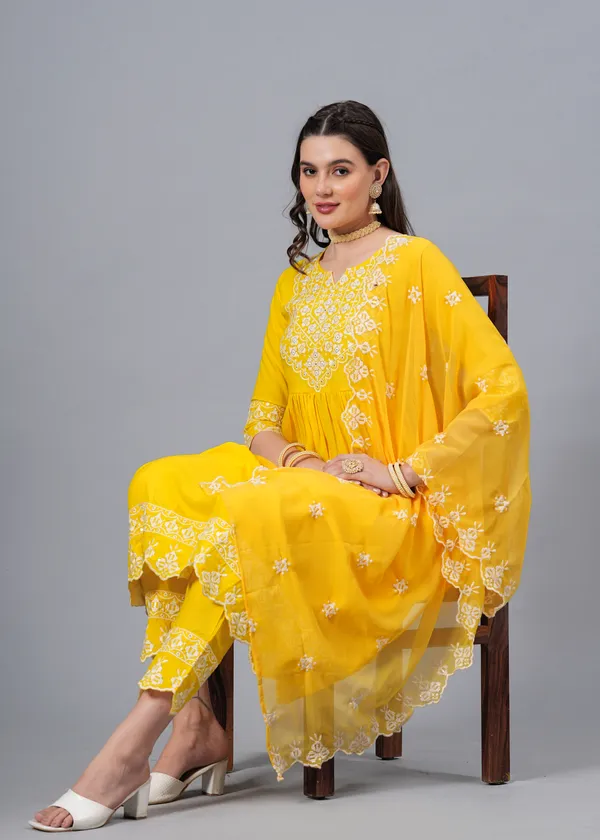 Yellow_Floral_Embroidered_Regular_Sequinned_Anarkali_Kurta_With_Palazzos_&_Dupatta_For_Women