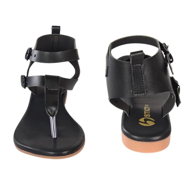 Stylish_Ankle_Strap_Black_Flat_Sandals_for_Girls