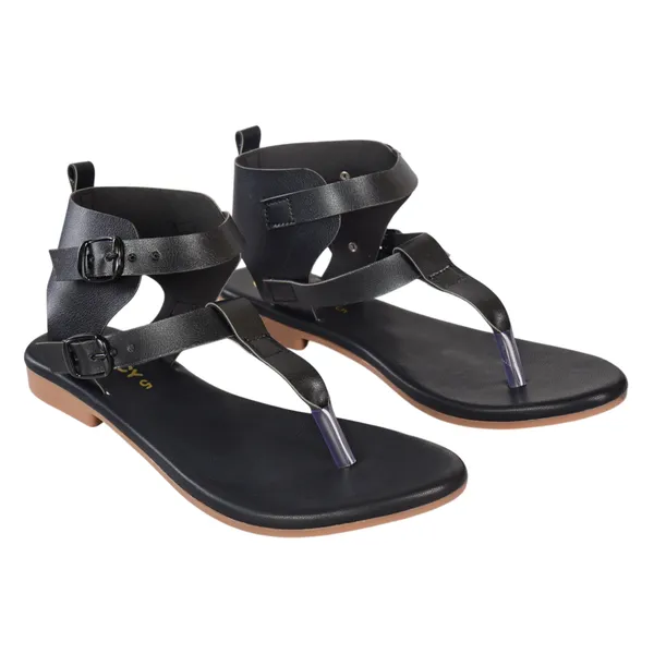 Stylish_Ankle_Strap_Black_Flat_Sandals_for_Girls