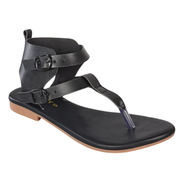 Stylish_Ankle_Strap_Black_Flat_Sandals_for_Girls