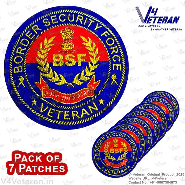 BSF_Veteran_Iron-On_Woven/_Embroidered_Patches_(DIY)_for_T-Shirts,_Bags,_Tracksuits_&_Waistcoats_(Pack_of_7)