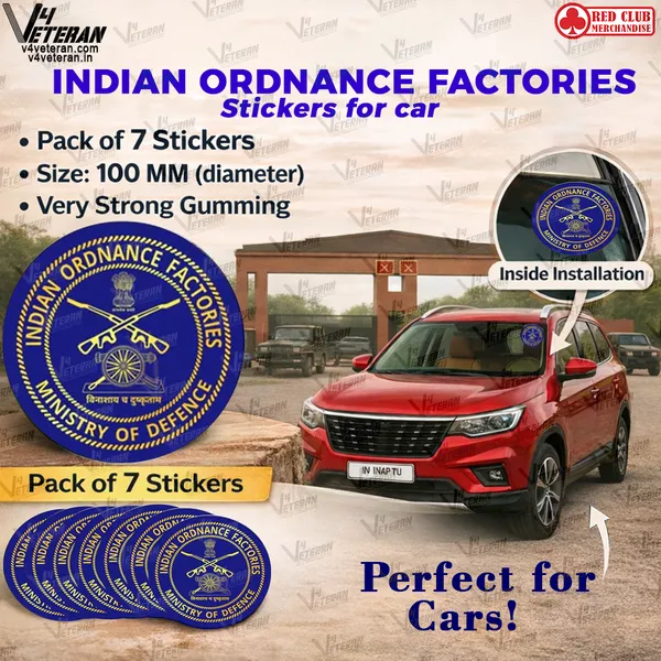 INDIAN_ORDNANCE_FACTORIES_Windshield_Front_Gumming_Vinyl_Stickers/Decals_for_Inside_Pasting_(Pack_of_7)