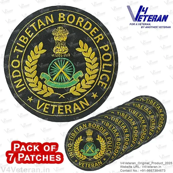 ITBP_Veteran_Iron-On_Woven/_Embroidered_Patches_(DIY)_for_T-Shirts,_Bags,_Tracksuits_&_Waistcoats_(Pack_of_7)