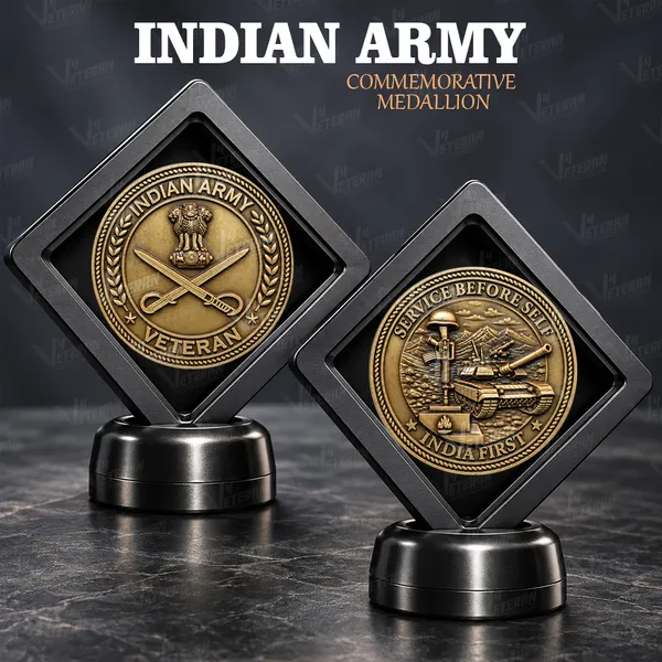 Indian_Army_Veteran_Commemorative_Medallion_with_Premium_Display_Stands_–_Double-Sided_Military_Gift